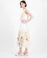Avec Les Filles Women's Embroidered Midi Skirt