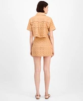Avec Les Filles Womens Boxy Eyelet Shirt Eyelet Midi Skirt