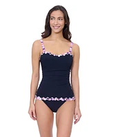 Riga E Cup Solid Center Ruched Tankini