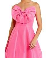 Women's Strapless Bow Tea Length Dress