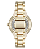 Nine West Women's Quartz Gold-Tone Metal Alloy Embossed Floral Dial Watch, 36mm