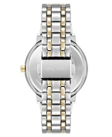 Nine West Women's Quartz White and Two-Tone Metal Alloy Bracelet Watch, 36mm