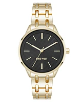 Nine West Women's Quartz Black and Gold-Tone Metal Alloy Bracelet Watch, 33mm