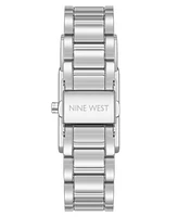 Nine West Women's Quartz Everyday Rectangular Light Blue and Silver-Tone Metal Alloy Watch, 22mm