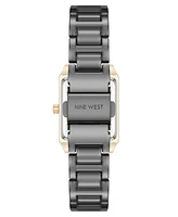 Nine West Women's Quartz Rectangular Gold-Tone Metal Alloy Bracelet Watch