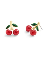 Coach Red Enamel Cherry Cluster Stud Earrings