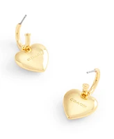 Coach Signature Heart Charm Huggie Earrings