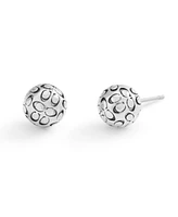 Coach Rhodium Signature Quilted Orb Stud Earrings