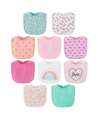 The Peanutshell Sweet Girl Terry Baby Bib 10 Pack Set, Feeding, Teething, Drooling