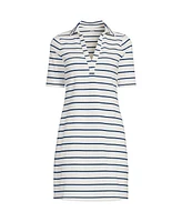 Lands' End Women's Starfish Elbow Sleeve Polo Dress