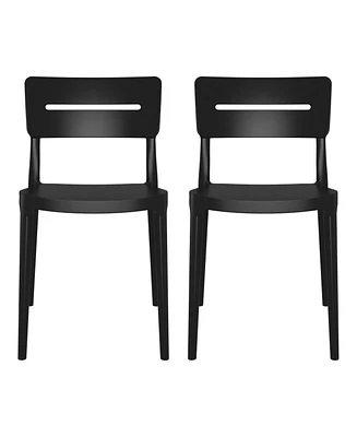 Outdoor Modern Stackable Plastic Patio Dining Chairs (Set of 2)