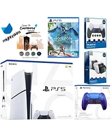 Sony Playstation 5 Slim Disc Bundle with Horizon Forbidden West, Extra Nova Pink Controller, Fps Grip Kit, Dual Charge Dock and MightySkins Decal Vouc