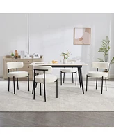 Dyhome Kitchen Chairs Mid-Century Modern Dining Chairs Set of 4, Kitchen Dining Room Chairs, Polyester Upholstered Wishbone Dining Chair