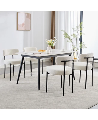 Dyhome Kitchen Chairs Mid-Century Modern Dining Chairs Set of 4, Kitchen Dining Room Chairs, Polyester Upholstered Wishbone Dining Chair