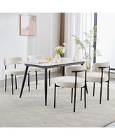 Dyhome Kitchen Chairs Mid-Century Modern Dining Chairs Set of 4, Kitchen Dining Room Chairs, Polyester Upholstered Wishbone Dining Chair