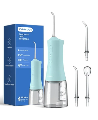 Operan 300ml Cordless Water Flosser with 4 Jet Tips, Portable Water Dental Flossers