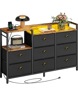 Dresser with Power Outlets and Led Lights