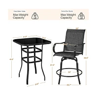 Yaheetech 2pcs Quick-dry Patio Swivel Texteline Bistro Chairs, Brown