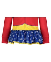 Warner Bros Little Girls Justice League Wonder Woman Zip Up Costume Hoodie Toddler|Child