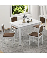 5-Piece Dining Set for 4 with Rubber Wood Legs for Small Dining Room