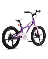 RoyalBaby Space Shuttle 18" Magnesium Alloy Kids Bike w/Dual Disc Brakes, Adjustable Handlebar & Seat, Training Wheels, & Kickstand, Purple