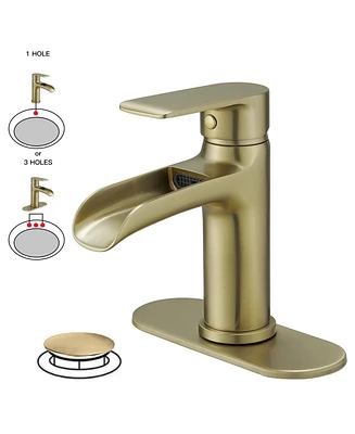 Waterfall Single Handle Hole Low-Arc Modern Bathroom Faucet