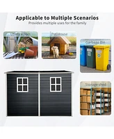 4x8ft Outdoor Storage Shed with Floor, Windows, Doors