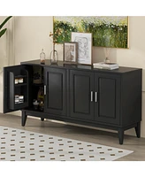 4-Door Sideboard Cabinet with Adjustable Shelf, Black