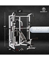 Marcy 5276 Combo Smith Heavy-Duty Total Body Strength Home Gym Machine, White