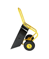 Two-wheeled barrow, garden cart, 10-inch pneumatic wheels(Yellow + Black)