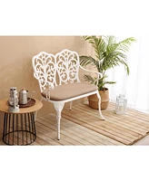 White Metal Floral Park Bench for Outdoor Spaces
