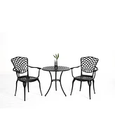 3-Piece Cast Aluminum Bistro Set with Umbrella Hole and Outdoor Durability