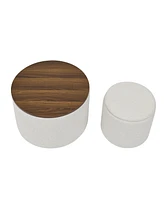2-in-1 Chenille Ottoman with Stool and Storage