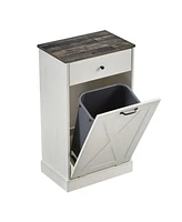 Single Door Trash Cabinet Tilt Trash Cabinet Kitchen Trash Can - Splice Wood White