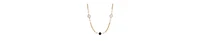 2028 Faux Cultivated Pearl Jet Bead Strand Necklace