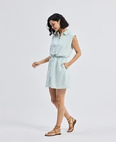 Reistor Women's Drawstring Shirt Dress Stripes