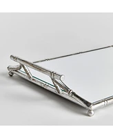 15.36" x 22.45" Daphne Mirrored Premium Silver Decorative Table Tabletop Tray w/ Raised Handles