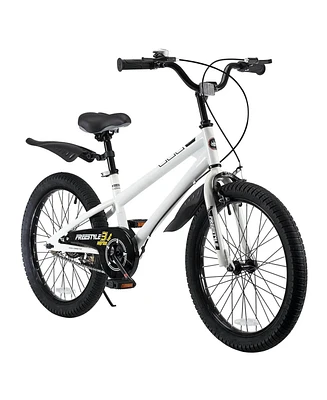 RoyalBaby Freestyle 20 Inch Kids Bike with Kickstand & Water Bottle, White