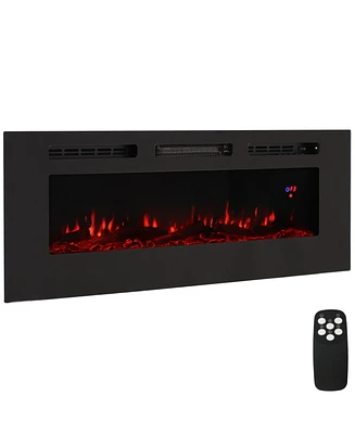 White Indoor Electric Fireplace Insert - Wall-Mounted Heater with 3 Flame Colors 50-Inch