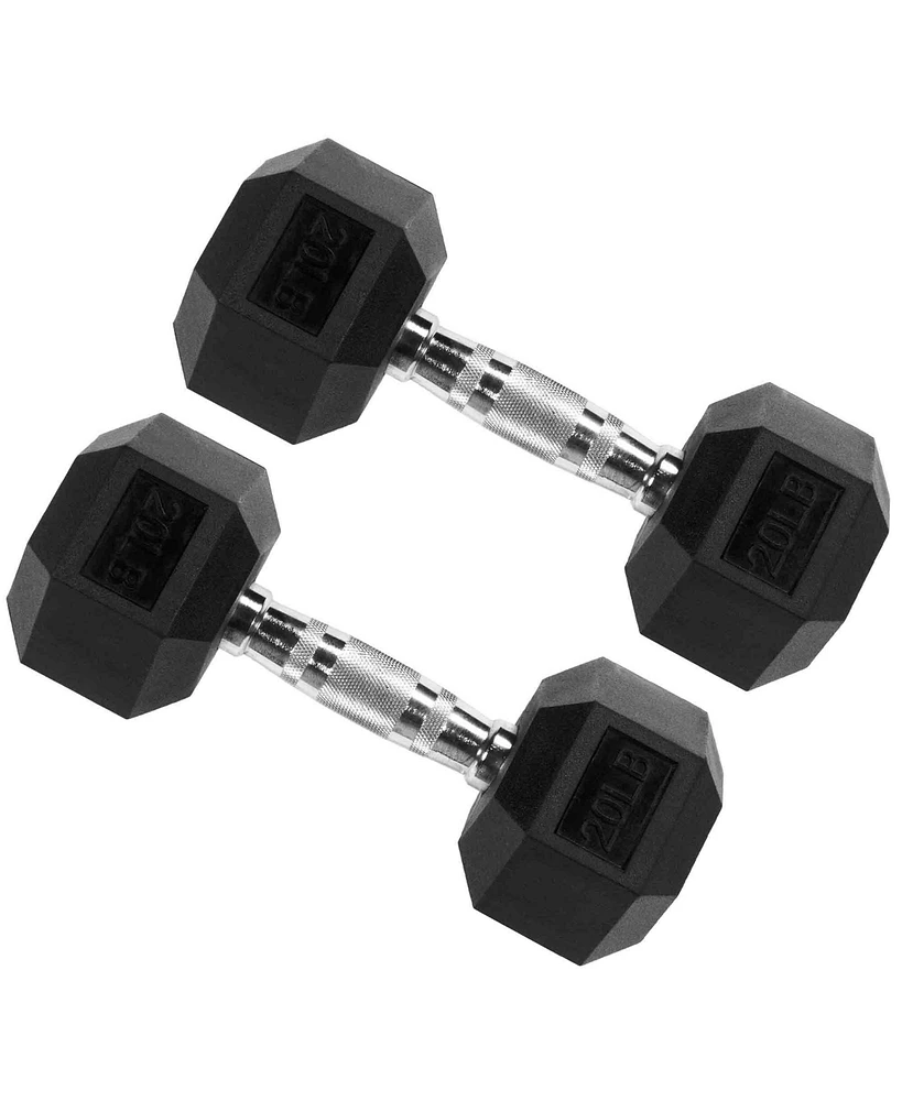 Signature Fitness Hex Dumbbells Strength Training Workout Equipment Set