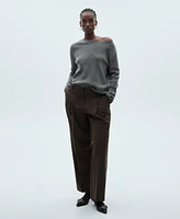 Mango Women's Boat Neck Ribbed Sweater