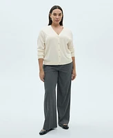 Mango Women's Mulberry Silk Blend Ribbed Cardigan Sweater