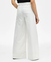 I.n.c. International Concepts Women's Pinstriped Cuffed Wide-Leg Pants, Exclusively at Macy's