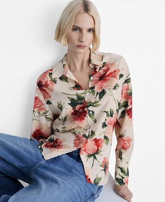 Mango Women's Flowy Floral Print Shirt