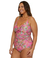 Becca Etc Plus Polynesia Printed Ring Tankini Top