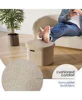 Ovel Boucle Ottoman Storage Bench – Modern Foot Stool