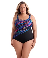 ShapeSolver by Mimi Flamingo Scoopneck Tank One Piece Swimsuit with Zipper