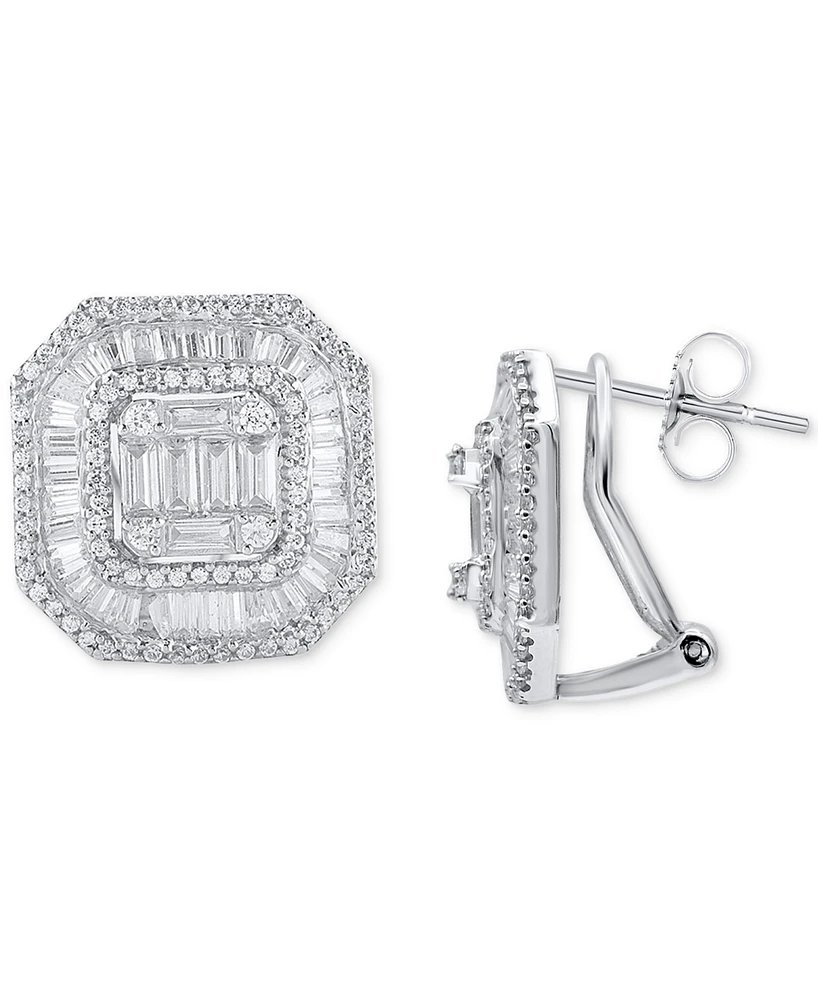 Diamond Cluster Square Stud Earrings (2 ct. t.w.) in 14K White Gold