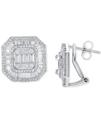 Diamond Cluster Square Stud Earrings (2 ct. t.w.) in 14K White Gold