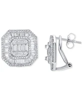 Diamond Cluster Square Stud Earrings (2 ct. t.w.) in 14K White Gold